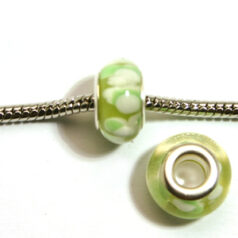 Pandora style lampwork glass bead - 13x9mm large hole w/silver plated core
