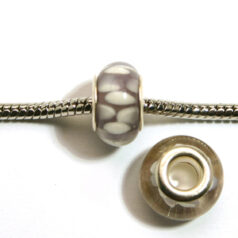 Pandora style lampwork glass bead - 13x9mm large hole w/silver plated core