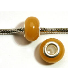 Pandora style lampwork glass bead - 13x9mm large hole w/silver plated core