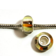 Pandora style lampwork glass bead - 13x9mm large hole w/silver plated core