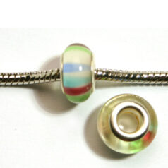 Pandora style lampwork glass bead - 13x9mm large hole w/silver plated core
