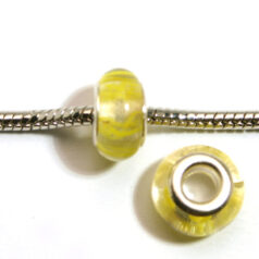 Pandora style lampwork glass bead - 13x9mm large hole w/silver plated core