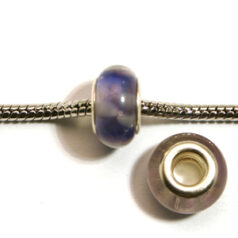 Pandora style lampwork glass bead - 13x9mm large hole w/silver plated core