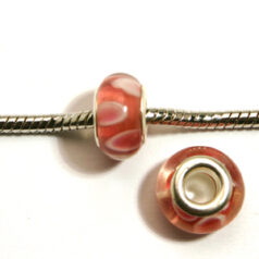 Pandora style lampwork glass bead - 13x9mm large hole w/silver plated core