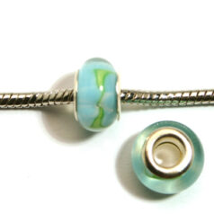 Pandora style lampwork glass bead - 13x9mm large hole w/silver plated core