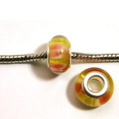 Pandora style lampwork glass bead - 13x9mm large hole w/silver plated core