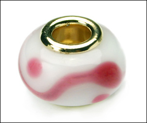Pandora style lampwork bead - large hole w/ silver plated core, 1pc.