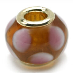 Pandora style lampwork glass bead - large hole w/ silver plated core, 1pc.