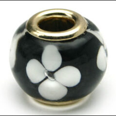Pandora style lampwork glass bead - large hole w/ gold core, 4pc