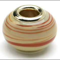 Pandora style lampwork glass bead - large hole w/gold core, 1pc.