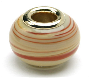 Pandora style lampwork glass bead - large hole w/gold core, 1pc.