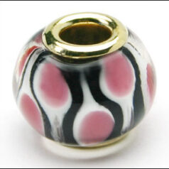 Pandora style lampwork glass bead - large hole w/gold core, 1pc.