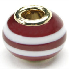 Pandora style lampwork glass bead - large hole w/gold plated core, 1pc.