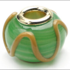 Bead, lampwork glass Bead, large hole w/gold plated core, 1pc.
