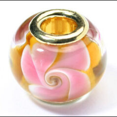 Pandora style lampwork glass bead - large hole w/ silver plated core