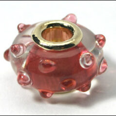 Pandora style lampwork glass bead - large hole w/gold plated core, 1pc.