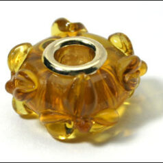 Pandora style lampwork bead - large hole w/gold plated core, 1pc.