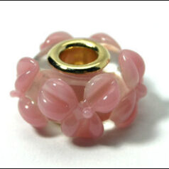 Pandora style lampwork bead - large hole w/gold plated core, 1pc.