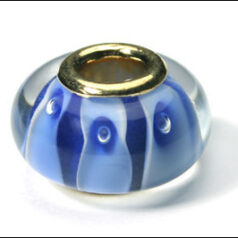 Pandora style lampwork glass bead - large hole w/gold plated core, 1pc.