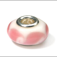 Pandora style lampwork glass bead - 13x9mm large hole w/silver plated core