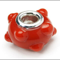 Pandora style lampwork glass bead - 13x9mm large hole w/silver plated core