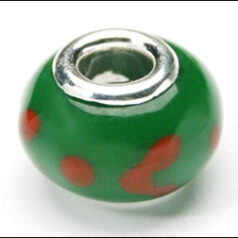 Pandora style lampwork glass bead - 13x9mm large hole w/silver plated core