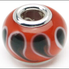 Pandora style lampwork glass bead - 13x9mm large hole w/silver plated core