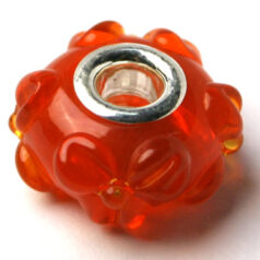 Pandora style lampwork glass bead - 13x9mm large hole w/silver plated core