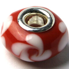 Pandora style lampwork glass bead - 13x9mm large hole w/silver plated core