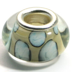 Pandora style lampwork glass bead - 13x9mm large hole w/silver plated core