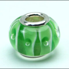 Pandora style lampwork glass bead - 13x9mm large hole w/silver plated core