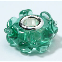 Pandora style lampwork glass bead - 13x9mm large hole w/silver plated core