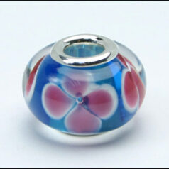 Pandora style lampwork glass bead - 13x9mm large hole w/silver plated core