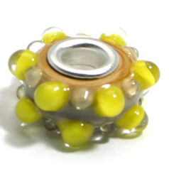 Pandora style lampwork glass bead - 13x9mm large hole w/silver plated core