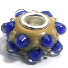 Pandora style lampwork glass bead - 13x9mm large hole w/silver plated core