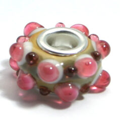 Pandora style lampwork glass bead - 13x9mm large hole w/silver plated core